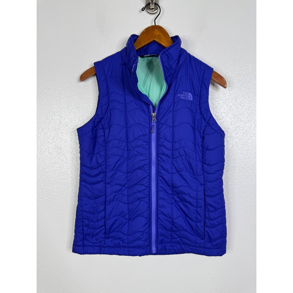 The North Face Womens Blue Wavy Quilted Full Zip Puffer Vest Small S/P
